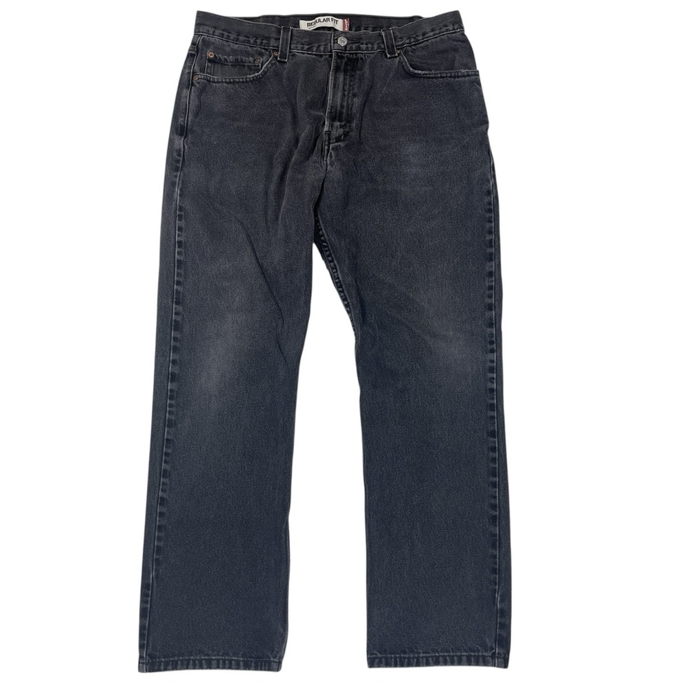 Levis 505 Regular Straight Fit Jeans Mens 36x32 (Fits 36x31) Faded Black Denim